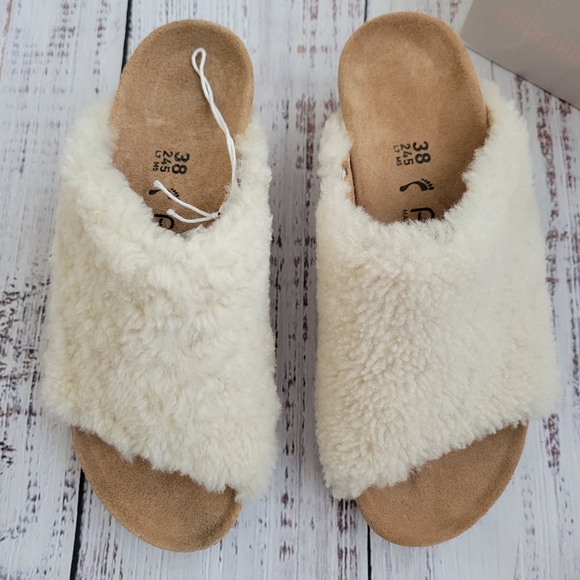 Papillio by Birkenstock Namica Teddy Eggshell Shearling Mules Slides NEW - Picture 5 of 14